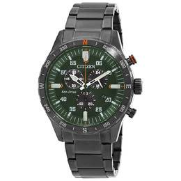 Citizen Chronograph GMT Eco-Drive Green Dial Mens Watch at2527-80x