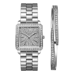 JBW Cristal 28 Jewelry Set Silver-tone Dial Ladies Watch j6387-setc