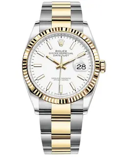 Rolex Datejust 36 Steel & Yellow Gold White Dial Women's Watch m126233-0020