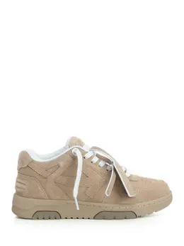 Off-White-Out Of Office In Suede Sneakers Beige-Uomo 52730135904596