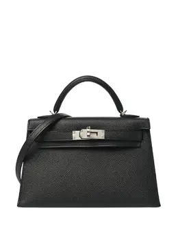 Hermes 2025 Noir Mini Kelly Sellier 20 Epsom Palladium Hardware tote bag 32221495