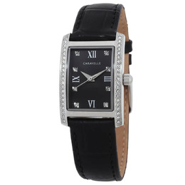 Bulova Caravelle Quartz Diamond Crystal Black Dial Ladies Watch 43l222