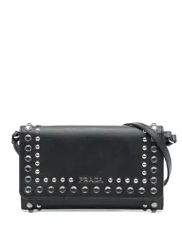 Prada 2000-2025 Saffiano Crystal Studded Wallet on Strap crossbody bag 32341383
