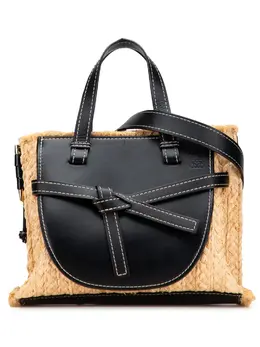 Loewe 2010-2025 Small Raffia and Leather Gate Top Handle Bag satchel 32428272