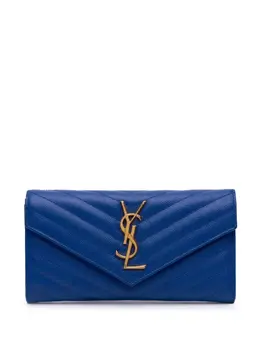Saint Laurent 2015 Grain De Poudre Matelasse Chevron Monogram Flap Wallet long wallets 31283718