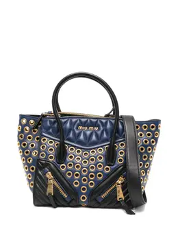 Сумка-тоут с панельной стежкой и люверсами Miu Miu, синий 31816223 | синий