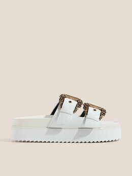 Versace Jeans Couture: Белые шлёпанцы 