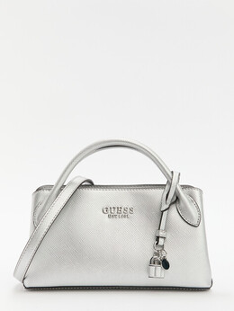 Guess: Серебристая спортивная сумка 