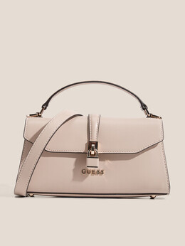 Guess: Бежевая спортивная сумка 