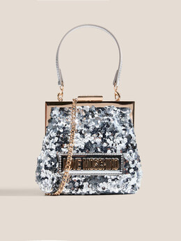 Love Moschino: Серебристый клатч 