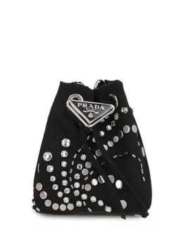 Prada logo-appliqué studded bucket bag 23819301
