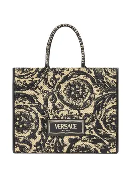 Versace large Barocco Athena raffia tote bag 23490931