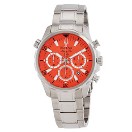 Bulova Marine Star Chronograph Orange Dial Mens Watch - Model: 96b395