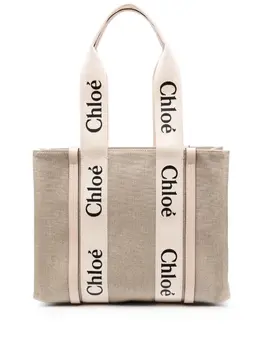 Chloé: Бежевая сумка-шоппер  Woody