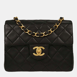 Chanel Black Lambskin Mini Classic Square Flap Shoulder Bag 1242125