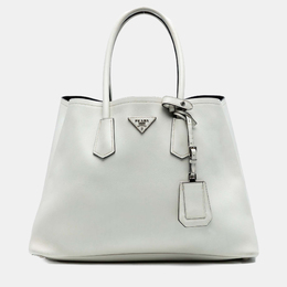 Prada White Large City Calf Double Satchel 1242461
