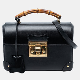 Gucci Black Small Leather Bamboo Padlock Satchel 1242295