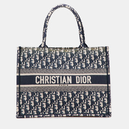 Christian Dior Navy Blue Medium Oblique Canvas Book Tote 1241884