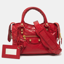 Balenciaga Red Leather Mini Classic City Bag 1241713