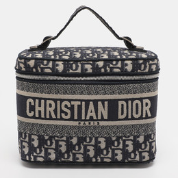 Christian Dior Blue Oblique Canvas Travel Vanity Case Top Handle Bag 1237926