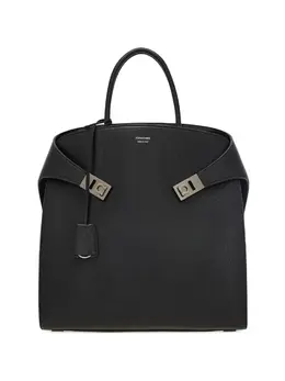 Ferragamo: Чёрная сумка-шоппер  Gancini