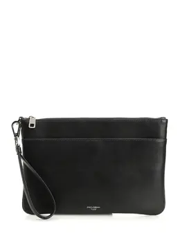 Dolce & Gabbana-Calfskin Toiletry Bag Small Leather Goods Nero-Uomo 52729308119380