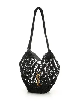 Saint Laurent-Crochet Hobo Bag Shoulder Bags Nero-Donna 52729614729556