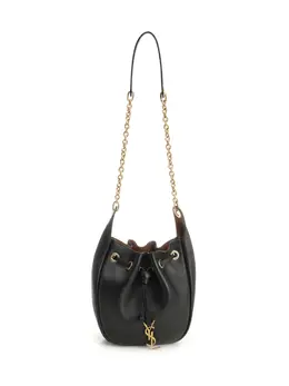 Saint Laurent-Leather Bucket Bag Crossbody Bags Nero-Donna 52729619775828