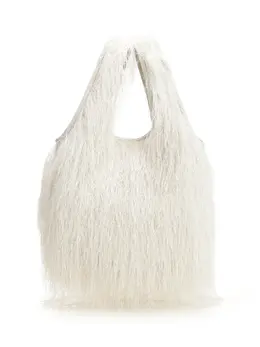 Dries Van Noten-Large Tote Bag With Fringe Handbags Bianco-Donna 52729855344980