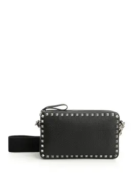 Valentino Garavani-Rockstud Leather Shoulder Bag Crossbody Bags Nero-Uomo 52730020495700