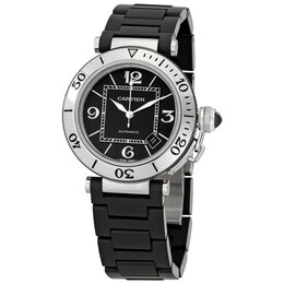 Pre-owned Cartier Pasha De Cartier Black Dial Mens Watch w31077u2