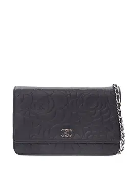 Chanel 2010-2011 CC Embossed Lambskin Camellia Wallet On Chain crossbody bag 32601621