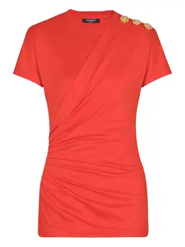 Balmain: Футболка на пуговицах 