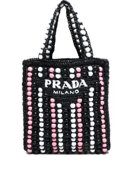 Prada 2000s raffia tote bag 32019516
