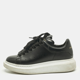 Alexander McQueen Black Leather Oversized Sneakers Size 37 1242189