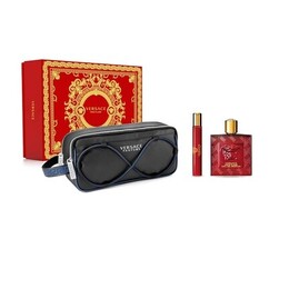 Versace Eros Flame Natural EDP Spray with Cosmetic Bag 3-Piece Gift Set for Men 8011003885251