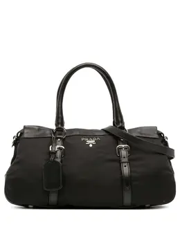 Prada 2010-2025 Soft Calf Trimmed Tessuto Zip Top satchel 32631648
