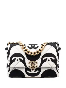 Chanel 2021 Large Printed Silk 19 Flap satchel 32631454