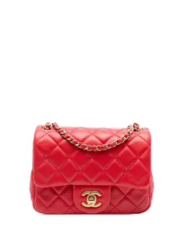 Chanel 2019 Mini Square Classic Lambskin Pearl Crush Single Flap crossbody bag 32630782