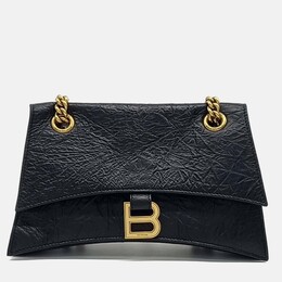 Balenciaga Black Leather Crush Chain Bag Small 1243247
