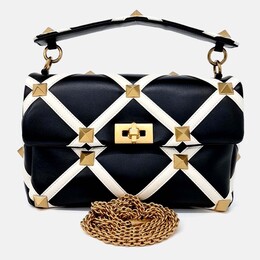 Balenciaga Beige Black Leather Rockstud Tote and Shoulder Bag 1243242