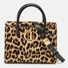 Christian Dior Beige/Black Leopard Print Calfhair and Leather St Honoré Tote 1242699