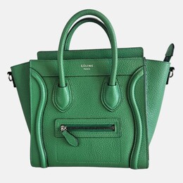 Celine Nano Luggage Green Leather Tote Bag 1242556