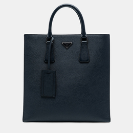 Prada Navy Blue Saffiano North South Tote 1242426