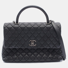 Chanel Coco Handle Black Leather Top Handle Bag 1227513