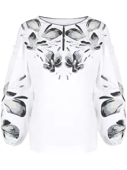 Yuliya Magdych: Блуза с растительным принтом 