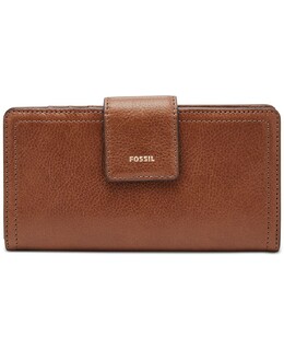 Кожаный кошелек-клатч Logan с RFID-меткой Fossil 13291225 | brown/gold
