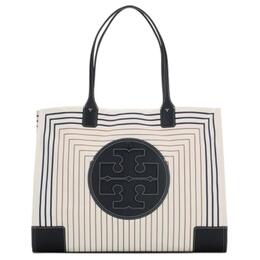 Сумка-шоппер Ella из ткани с кожаными вставками, большая женская сумка через плечо белого цвета Tory Burch 88237-250