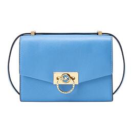 Однотонная мини-сумка через плечо из коровьей кожи небесно-голубого цвета Michael Kors 32f0g1hc0l-485