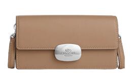 Сумка-багет из телячьей кожи Eliza, через плечо, маленькая, женская, умбра Coach cr526-svtp